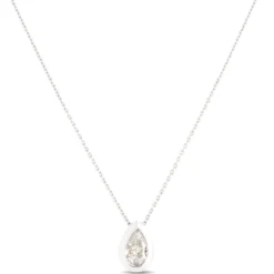 Pear Shaped Diamond Necklace, ⅓ Carat Total Weight, 14K White Gold