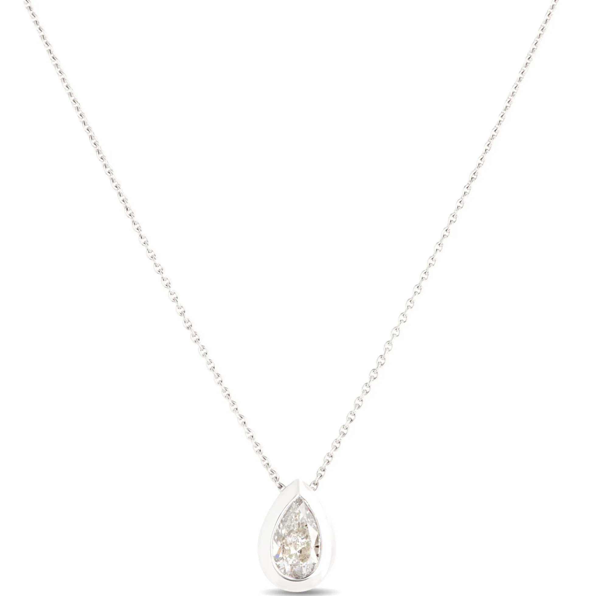 Pear Shaped Diamond Necklace, ⅓ Carat Total Weight, 14K White Gold