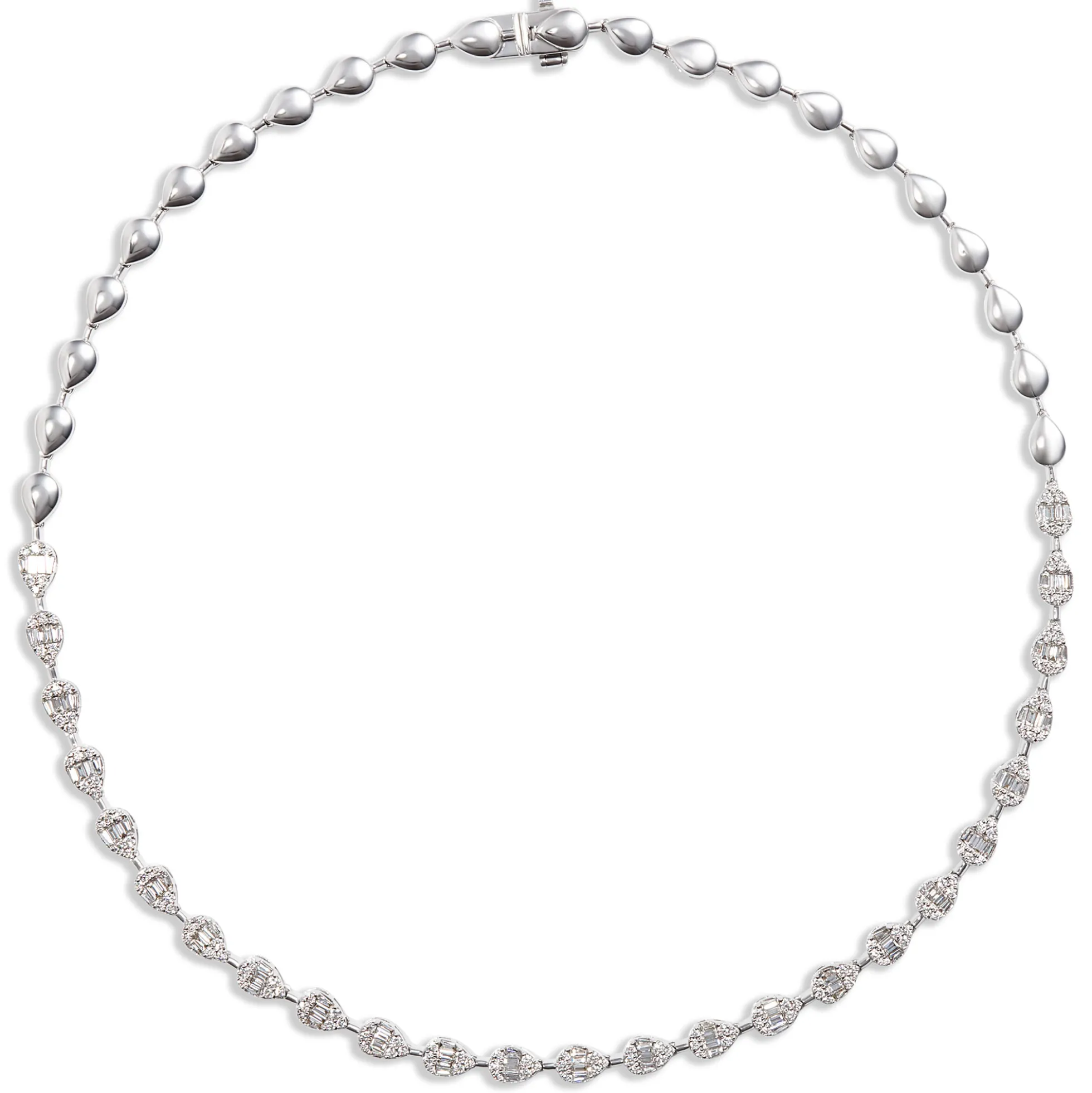 Pear Shaped Diamond Necklace, 2 ½ Total Carat Weight, 14K White Gold