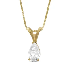 Pear Shaped Diamond Pendant, ¾ Carat Total Weight, 14K Yellow Gold