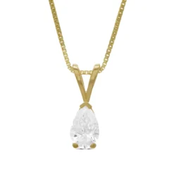 Pear Shaped Diamond Pendant, ⅓ Carat Total Weight, 14K Yellow Gold