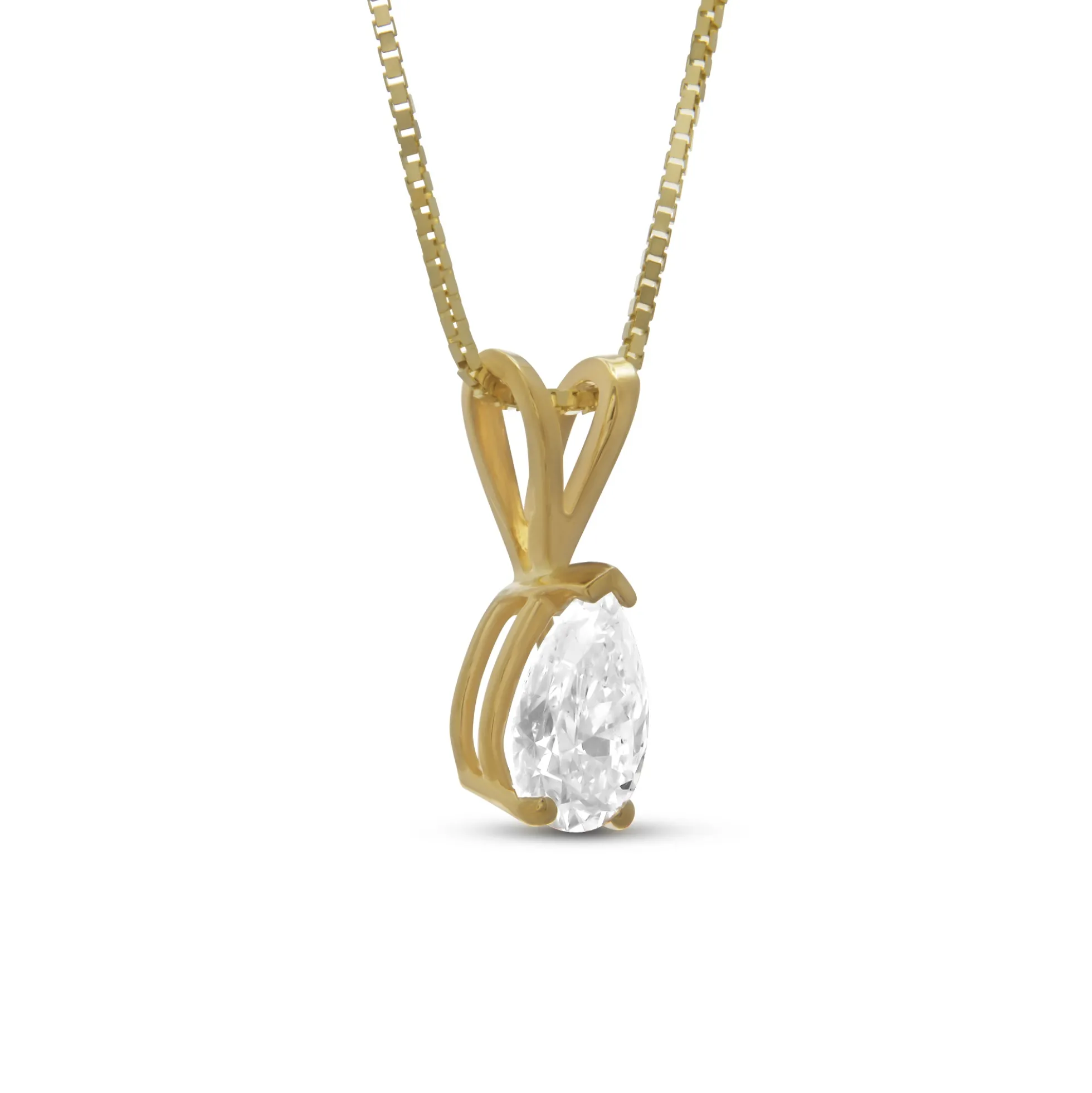 Pear Shaped Diamond Pendant, ⅓ Carat Total Weight, 14K Yellow Gold