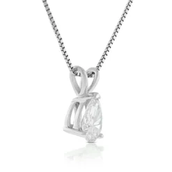 Pear Shaped Diamond Pendant, ⅓ Carat Total Weight, 14K White Gold