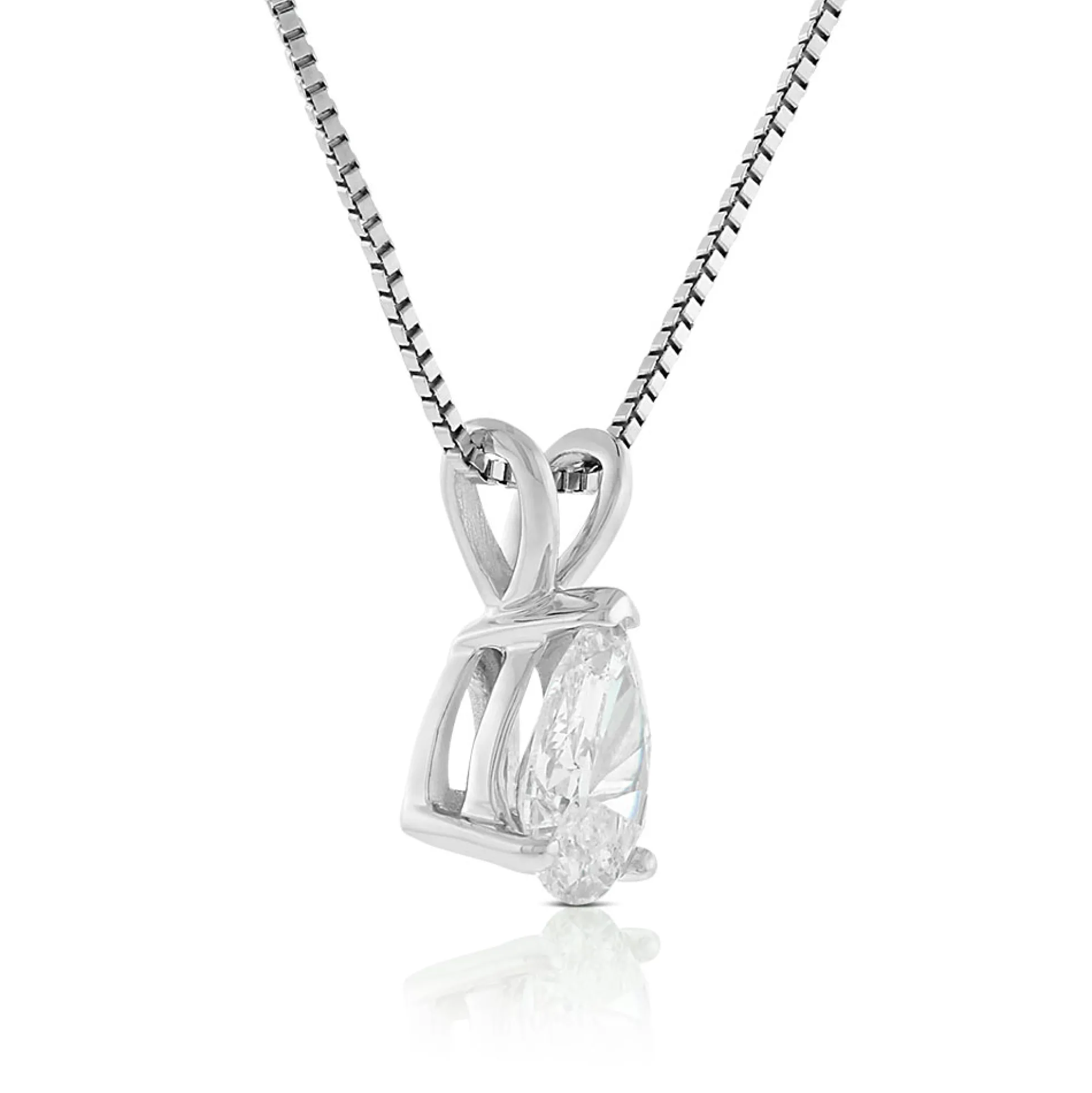 Pear Shaped Diamond Pendant, ⅓ Carat Total Weight, 14K White Gold