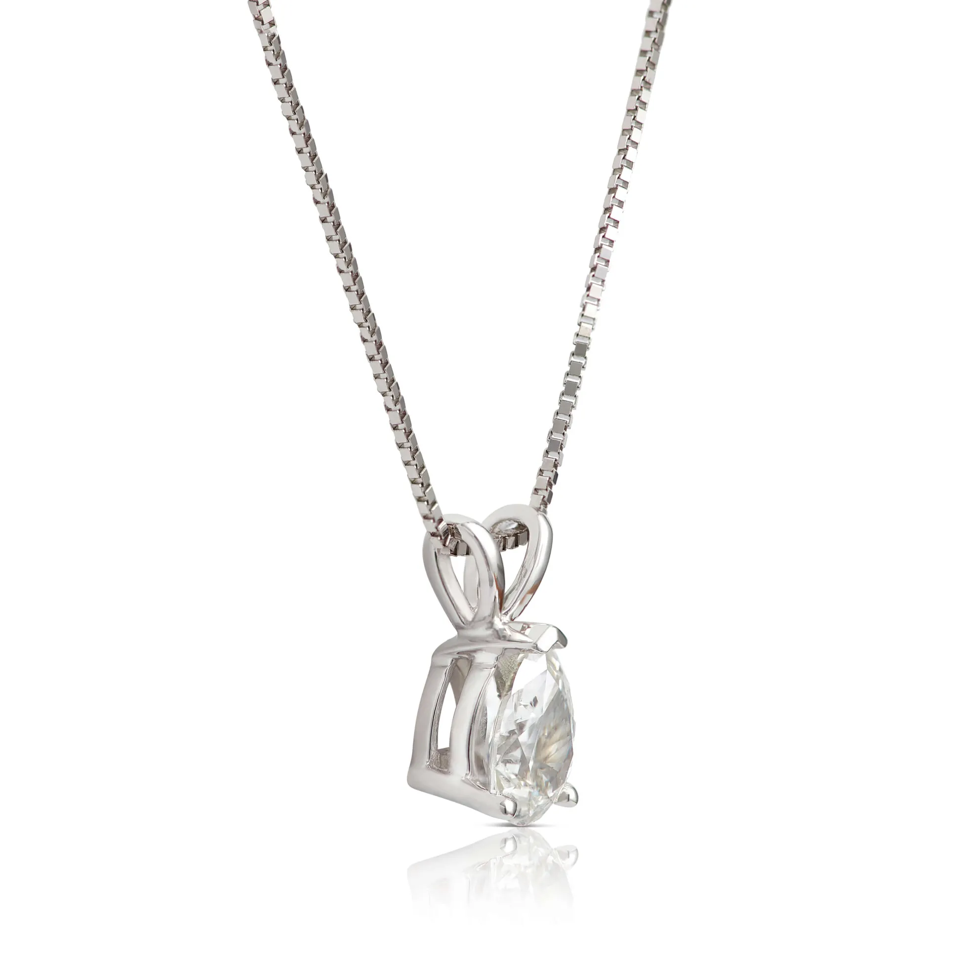 Pear Shaped Diamond Pendant, ⅓ Carat Total Weight, 14K White Gold