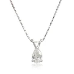 Pear Shaped Diamond Pendant, ⅓ Carat Total Weight, 14K White Gold