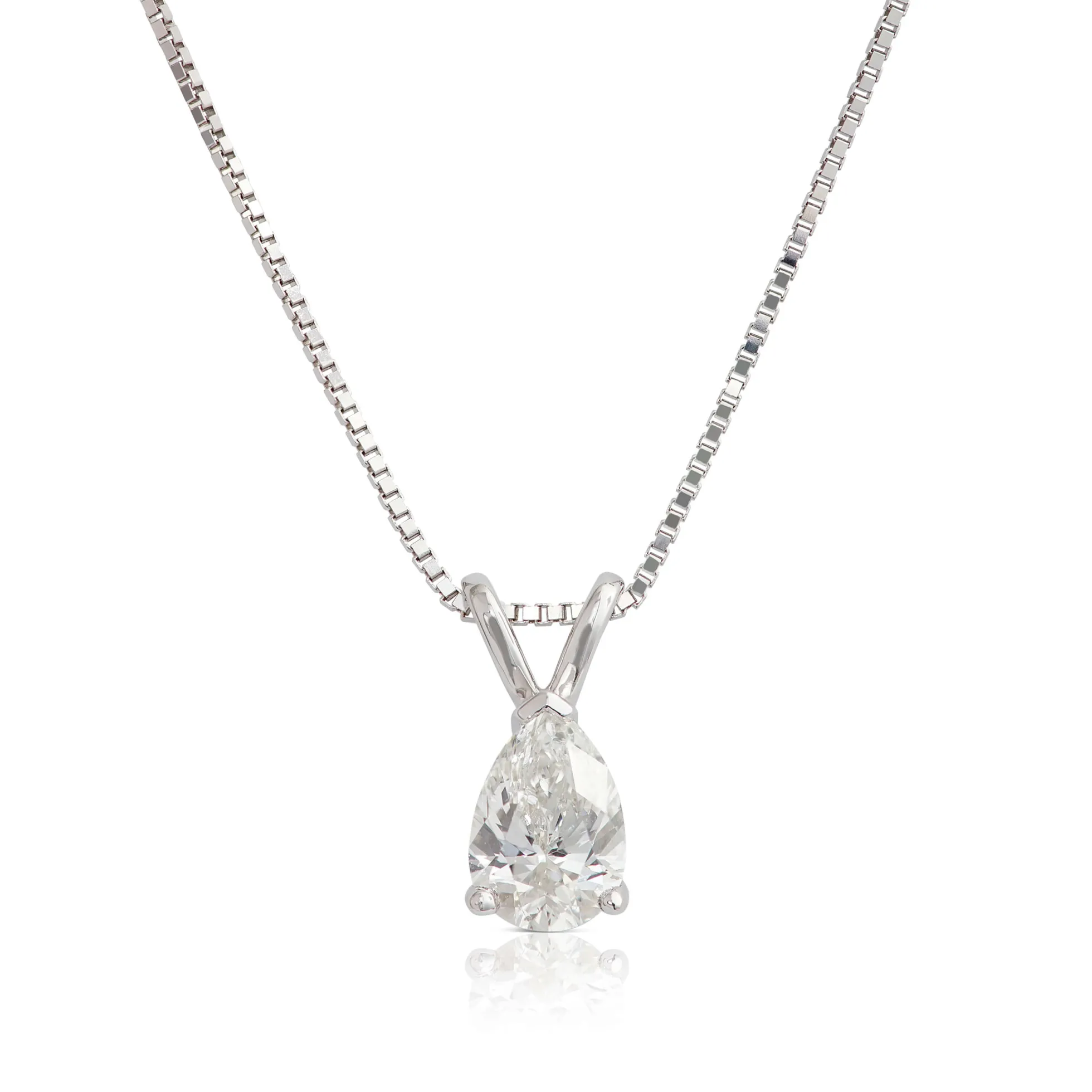 Pear Shaped Diamond Pendant, ⅓ Carat Total Weight, 14K White Gold