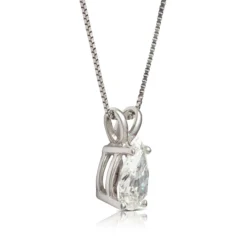 Pear Shaped Diamond Pendant, ¾ Carat Total Weight, 14K White Gold