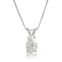 Pear Shaped Diamond Pendant, ¾ Carat Total Weight, 14K White Gold