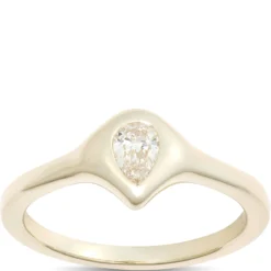 Pear Shaped Diamond Ring, 1/4 Carat Weight, 14K Yellow Gold