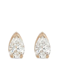Pear-Shaped Diamond Studs, 1/2 Carat Total Weight, in 14K Yellow Gold