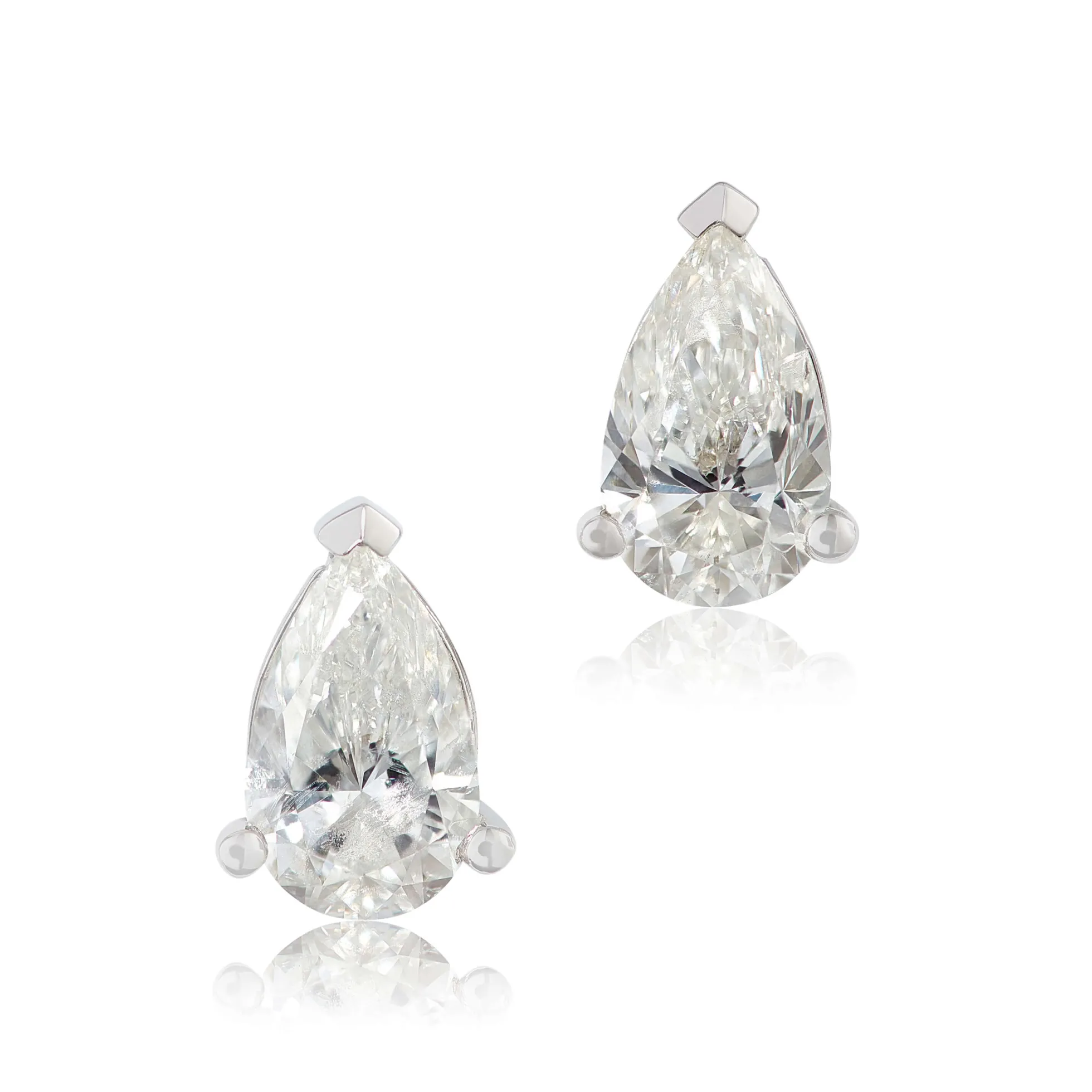 Pear-Shaped Diamond Studs, 3/4 Carat Total Weight, in 14K White Gold