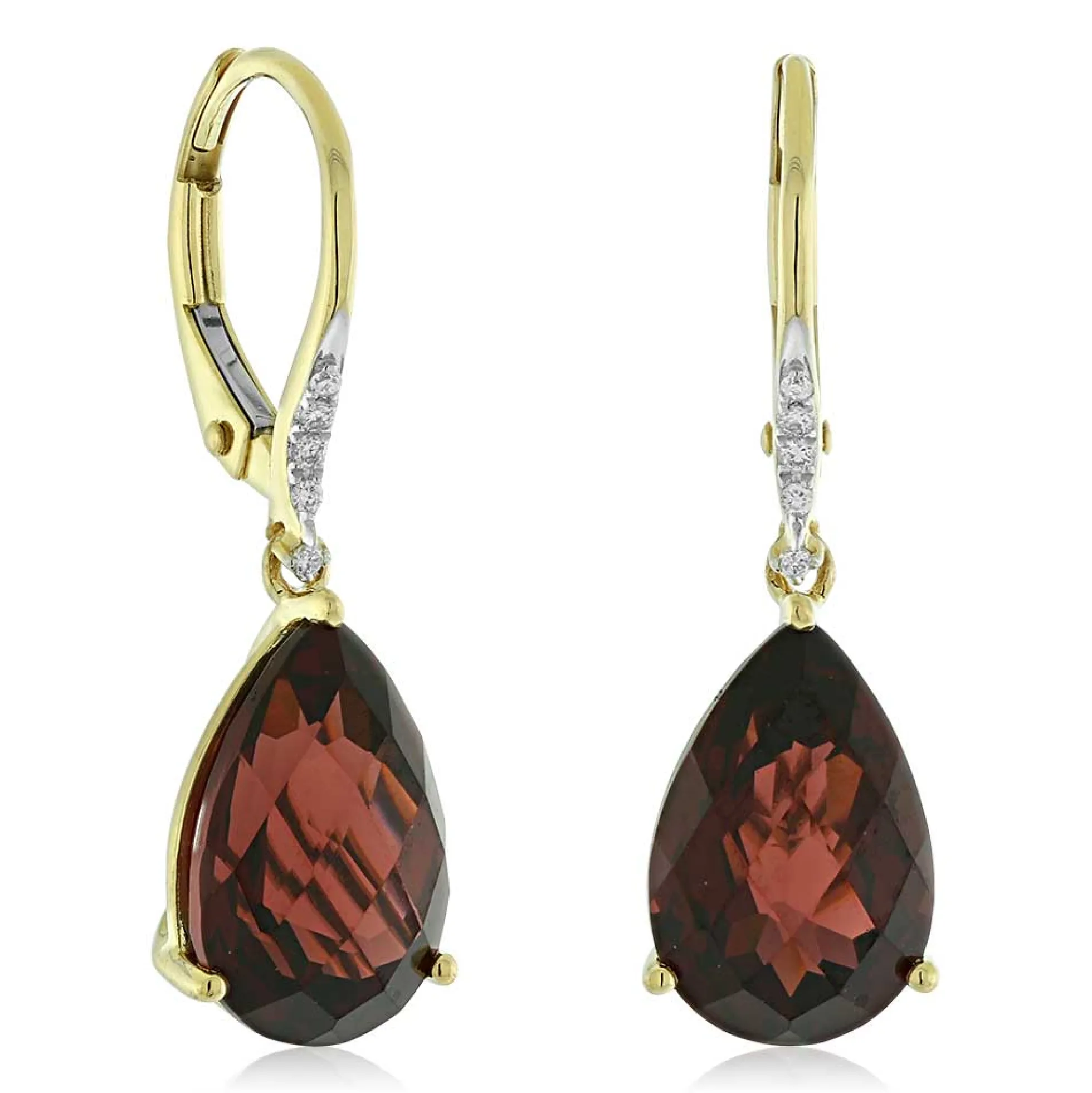 Pear Shaped Garnet & Diamond Earrings 14K