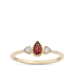 Pear Shaped Garnet Ring, 14K Yellow Gold
