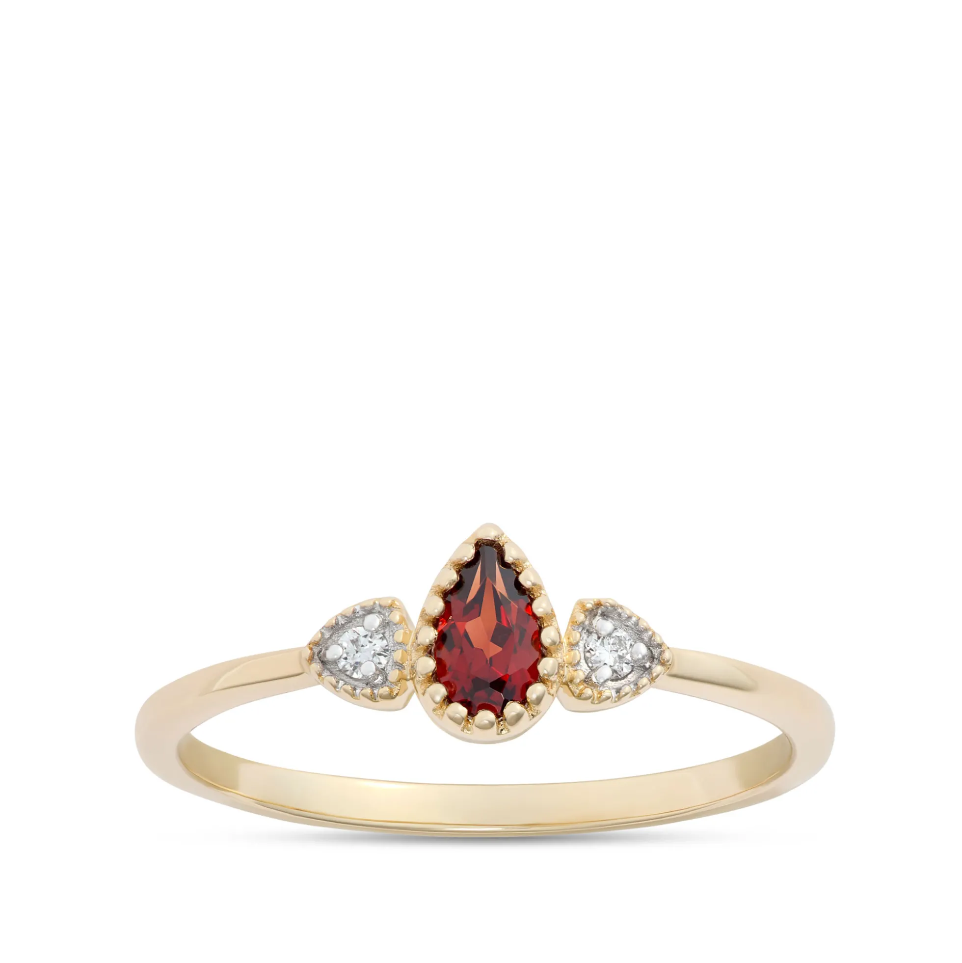 Pear Shaped Garnet Ring, 14K Yellow Gold