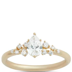 Pear Shape Diamond Engagement Ring, 14K Yellow Gold
