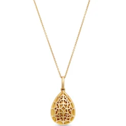 Pear-Shaped Opal and Diamond Pendant Necklace, 14K Yellow Gold