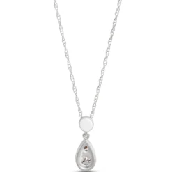 Pear Shaped Pendant with Round Diamonds, ⅓ Total Carat Weight, 14K White Gold