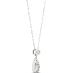 Pear Shaped Pendant with Round Diamonds, ⅓ Total Carat Weight, 14K White Gold