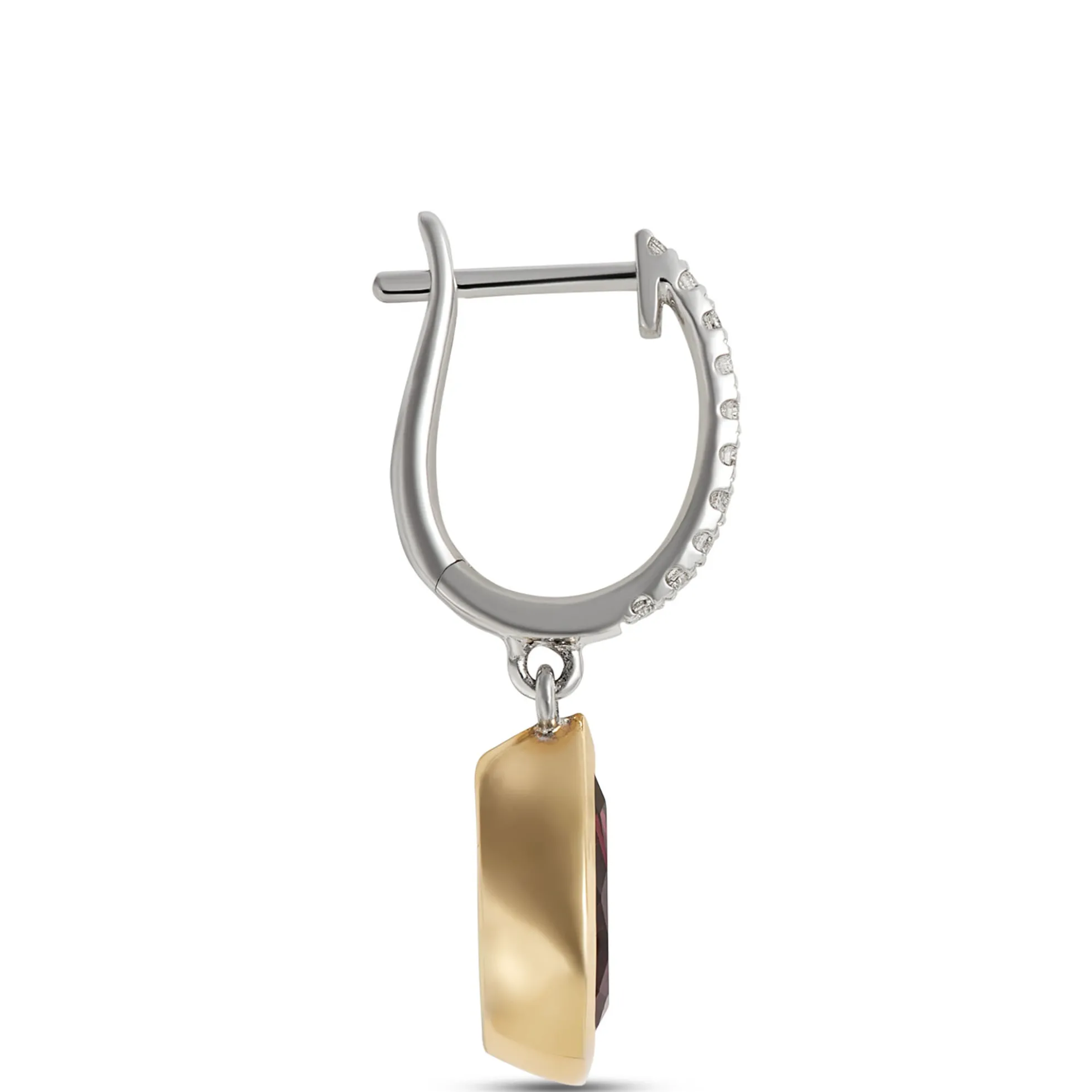Pear Shaped RhodoliteHoops, 1/10 Total Carat Weight, 14K Two-Tone