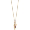 Pear Shaped Ruby Bird Necklace, 14K Yellow Gold
