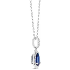 Pear-Shaped Sapphire and Diamond Pendant Necklace, 14K White Gold