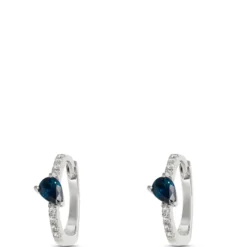 Pear Shaped Sapphire Earrings, 14K White Gold