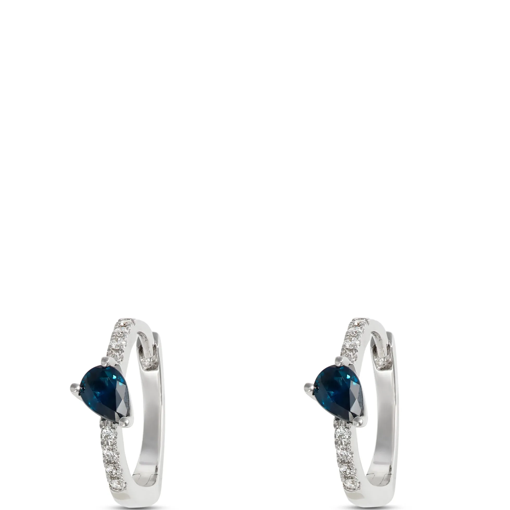 Pear Shaped Sapphire Earrings, 14K White Gold