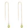 Peridot and White Topaz Threader Earrings, 14K Yellow Gold