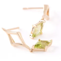 Peridot Dangle Earrings, 14K Yellow Gold