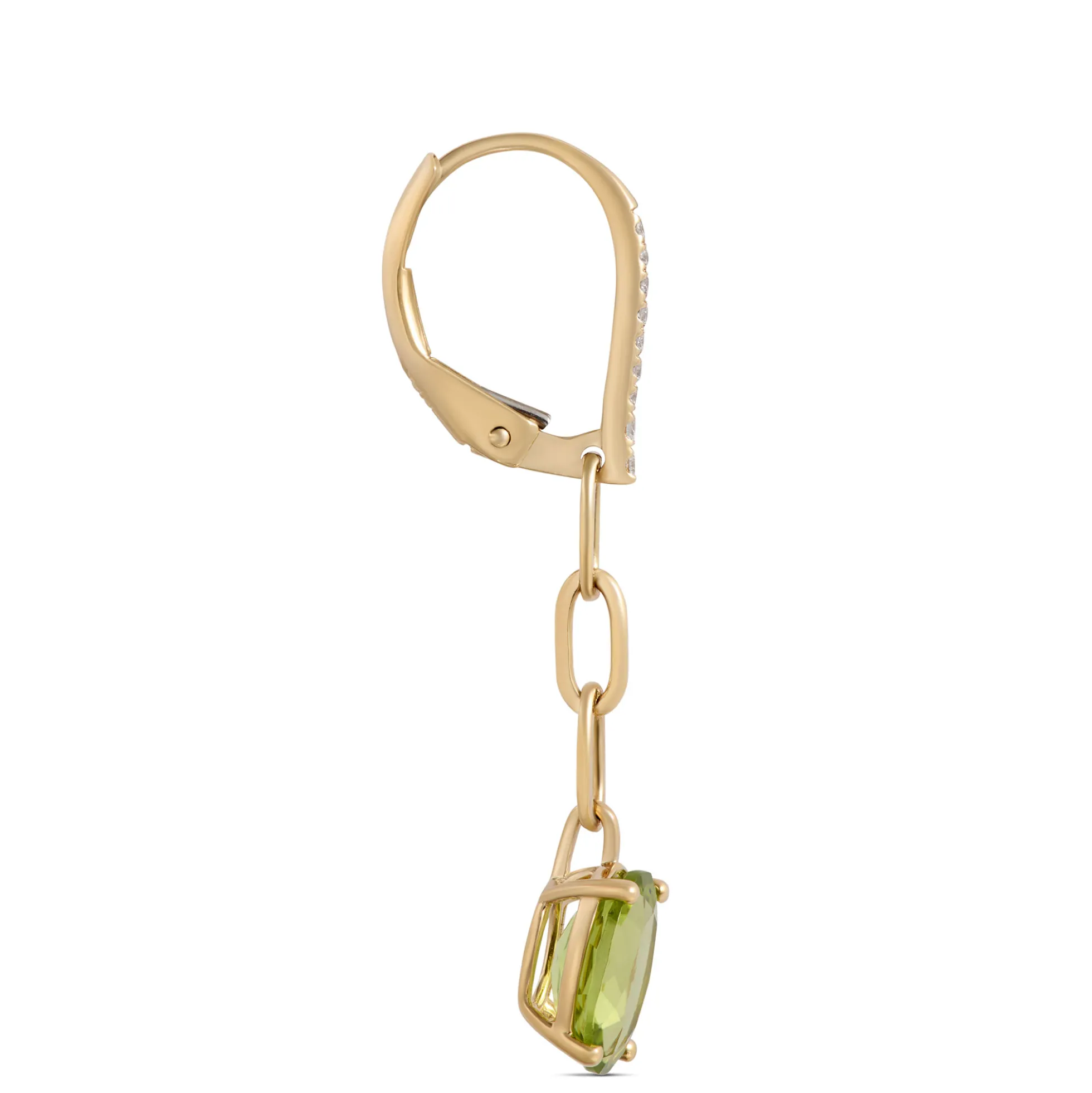 Peridot Dangle Earrings, 14K Yellow Gold