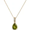 Peridot Pendant Necklace, 0.07 Carat Weight, 14K Yellow Gold