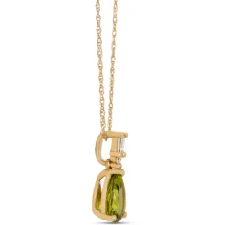 Peridot Pendant Necklace, 0.07 Carat Weight, 14K Yellow Gold