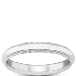 Polished Milgrain Edge Comfort Fit 3mm Band in Platinum