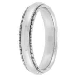 Polished Milgrain Edge Comfort Fit 4mm Band in Platinum