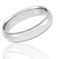 Polished Milgrain Edge Comfort Fit 5mm Band in Platinum