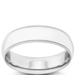Polished Milgrain Edge Comfort Fit 6mm Band in Platinum