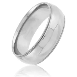 Polished Milgrain Edge Comfort Fit 7mm Band in Platinum