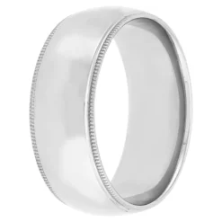 Polished Milgrain Edge Comfort Fit 8mm Band in Platinum