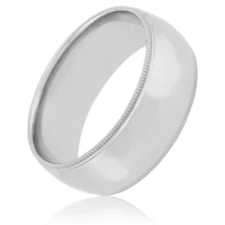 Polished Milgrain Edge Comfort Fit 8mm Band in Platinum