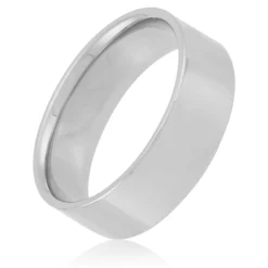 Polished Pipe Comfort Fit 7mm Band in Platinum