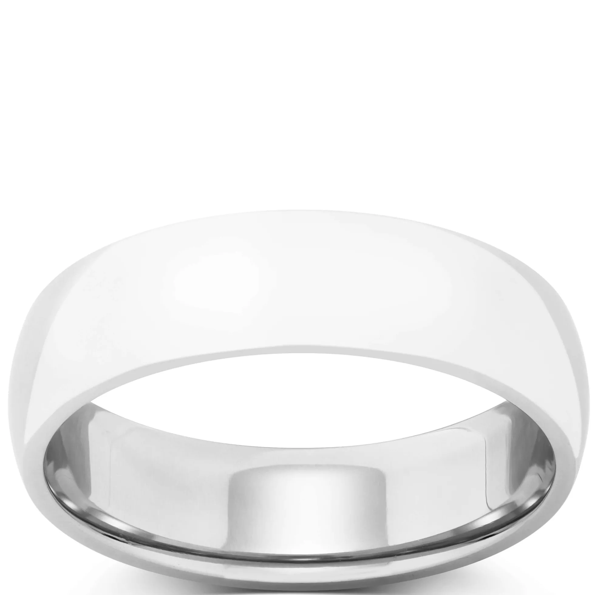 Polished Rounded Comfort Fit 6mm Band in Platinum