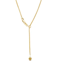 Popcorn Link Necklace with Slider Bead, 14K Yellow Gold