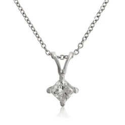 Princess Cut Diamond Pendant, ⅜ Carat Total Weight, 14K White Gold