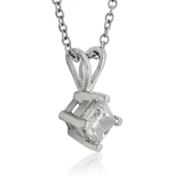 Princess Cut Diamond Pendant, ⅜ Carat Total Weight, 14K White Gold