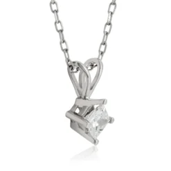 Princess Cut Diamond Pendant, ¼ Carat Total Weight, 14K White Gold