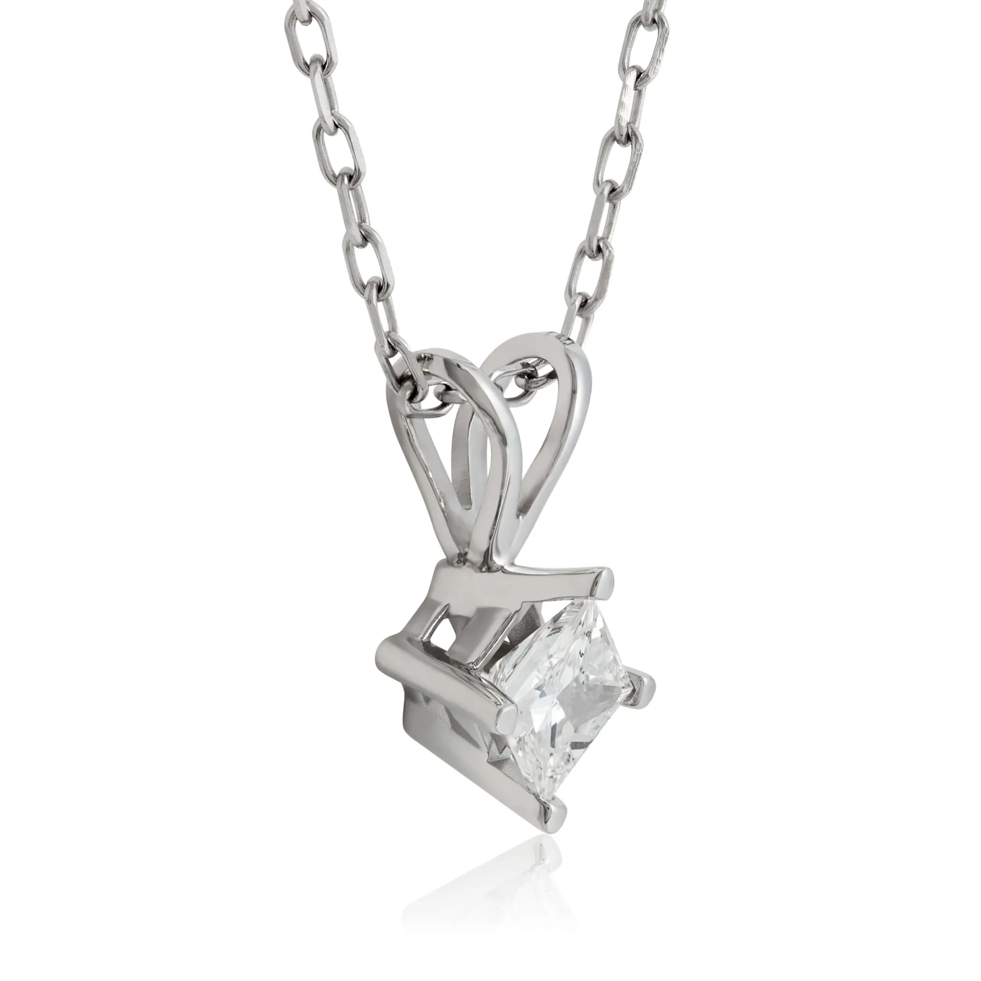 Princess Cut Diamond Pendant, ¼ Carat Total Weight, 14K White Gold