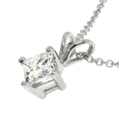 Princess Cut Diamond Pendant, ½ Carat Total Weight, 14K White Gold