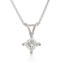 Princess Cut Diamond Pendant, ½ Carat Total Weight, 14K White Gold