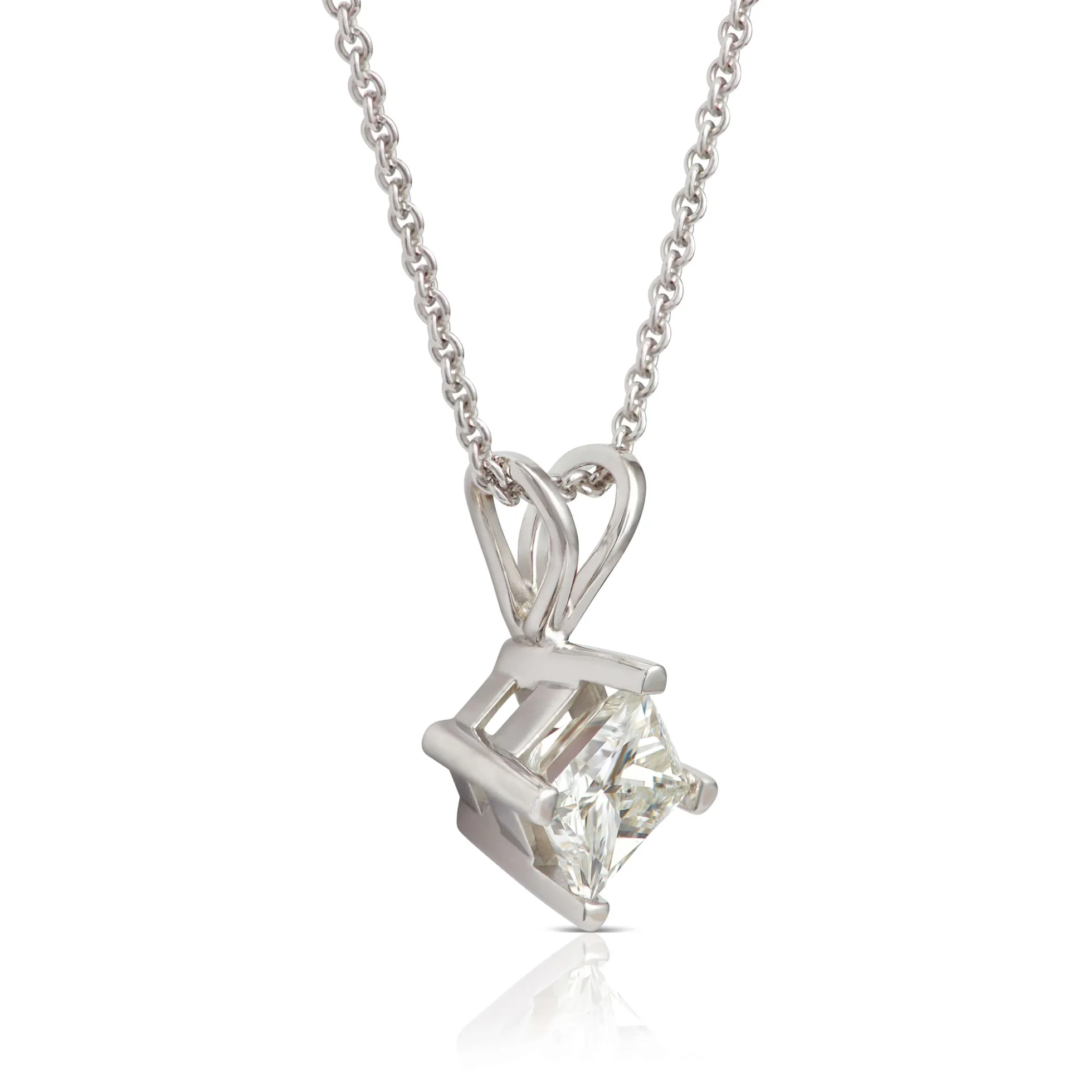 Princess Cut Diamond Pendant, ½ Carat Total Weight, 14K White Gold